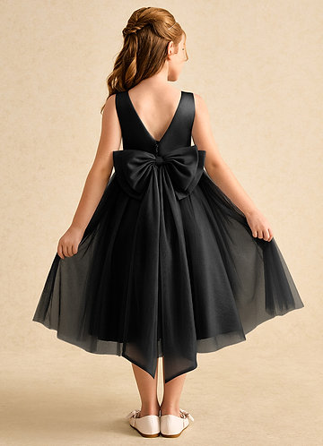 Azazie Winnie Flower Girl Dresses Black Ball-Gown Bow Tulle Dress image1