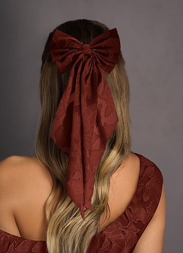 front Matching Color Floral Burnout Bow Hair Clip