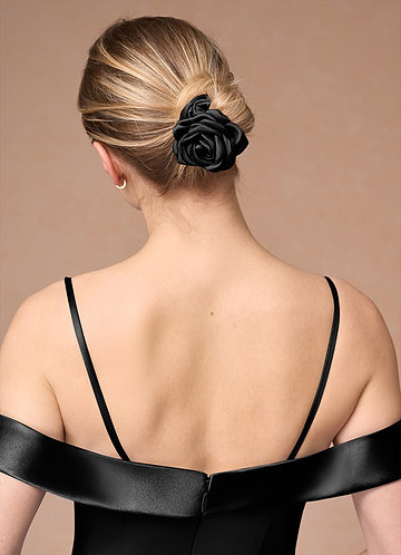 front Matching Color Matte Satin Rose Scrunchie