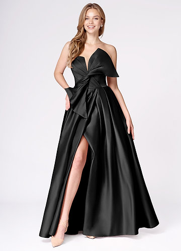 Miebow Black Strapless Illusion V-Neck Gown image1 0