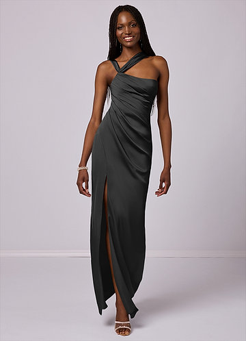 Barbie ♥ Azazie Bridesmaid Dresses Mermaid One Shoulder Stretch Satin Floor-Length Dress image1 0