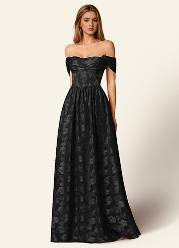 Briar Black Off-Shoulder Pleated Prom Dress image1