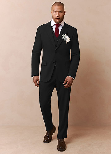 Savile Black Wool Blend 3-Piece Suit
