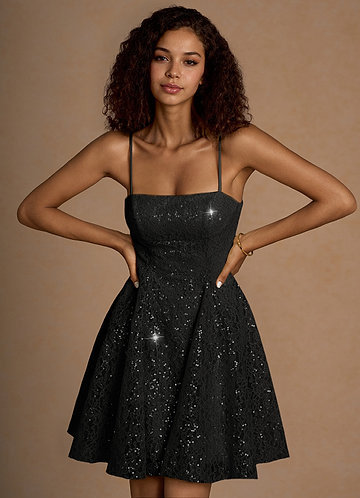 Xenia Black Sequin Mini Dress image1