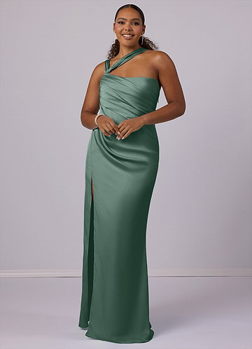Barbie ♥ Azazie Bridesmaid Dresses Mermaid One Shoulder Stretch Satin Floor-Length Dress image1