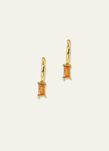 front Pozłacane 14-karatowym złotem kolczyki Huggies z kamieniem szlachetnym