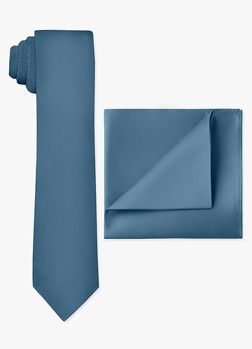 front Matte Satin Skinny Tie and Pocket Square Set