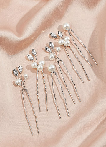 front Horquillas para el cabello adornadas con diamantes de imitación de perlas