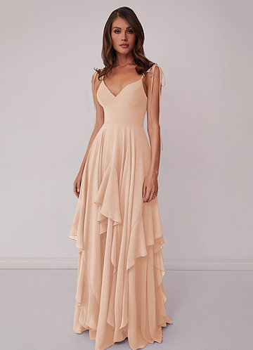 Barbie ♥ Azazie Bridesmaid Dresses V-neck Chiffon Tiered A-line Dress image1 0