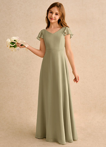 army green girls dress BABARONI Tulle Junior Bridesmaid Dresses Satin Top Glamourous Bowknot Olive Green, Olive Green / J4 main image 1