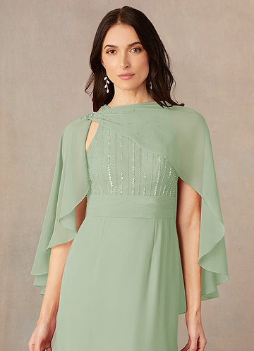 front Azazie Matching Color Chiffon Asymmetrical Wrap