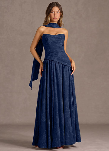 Gabriela Navy Maxi Dress front