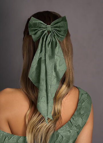 front Matching Color Floral Burnout Bow Hair Clip