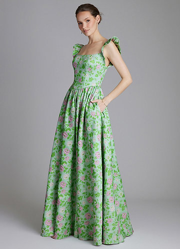 Azazie Ariyah Robes Demoiselle d'honneur Robe Trapèze en Brocart Corset Mauve Menthe image1