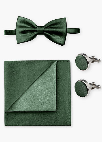 front Matching Bow Tie & Pocket Square & Cuff Links Set