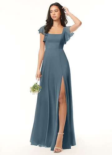 twilight blue dress Zapaka Women A Line Bridesmaid with Slit Maxi Ruched Off the Shoulder Wedding Guest Dress, Twilight / US18W neckline that comfortable and great for weddings and special occasions Twilight Blue Bridesmaid Dresses |