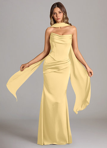 butter yellow bridesmaid dresses Yellow Floor Length Mismatched Bridesmaid Dresses, Dress D