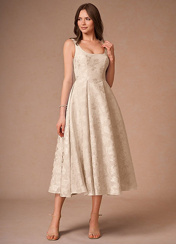 Briac Cream A-line Midi Dress image1