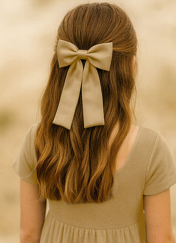 front Conjunto de presilhas de cabelo com laço de cetim para meninas