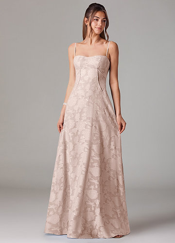 Azazie Valentine Brudepigekjoler En streg Kæresteudskæring Blomsterudbrændthed Gulv-længde Kjole image1