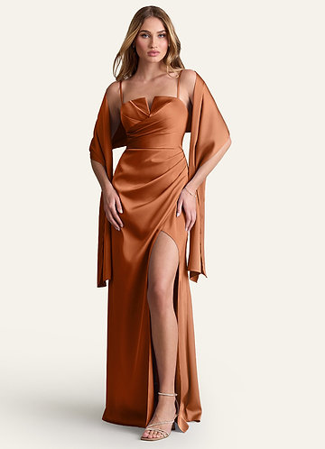 Amlie Mocha Coco Midi Dress Ready to Ship | Azazie