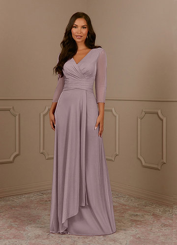Azazie Annetta Abiti da Mamma Sposa Abito A-Line in Maglia Plissettao con Scollo a V Dusk image1