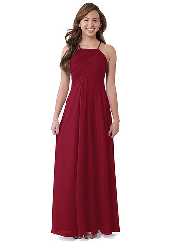 junior burgundy bridesmaid dress