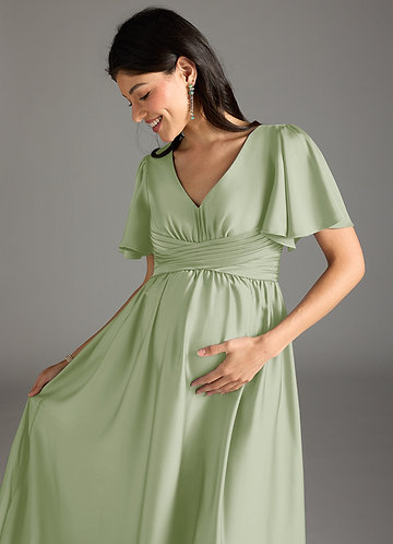 Dusty Sage Maternity Bridesmaid Dresses | Azazie UK