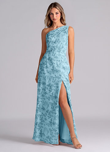 princess polly baby blue dress Feminine Dusty Blue Floral Lace & Tulle Bridesmaid Dress main image 1