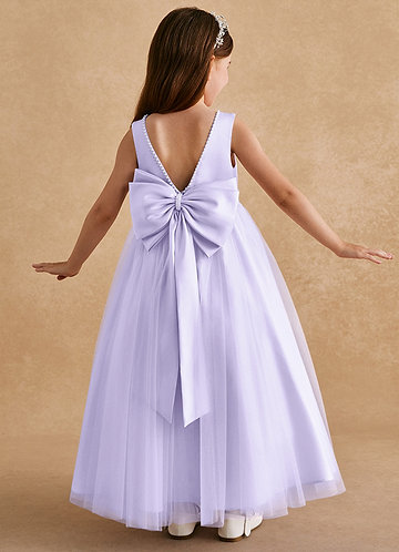 Azazie Cookie Flower Girl Dresses Lilac A-Line Bow Tulle Dress image1