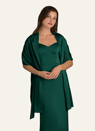 front Azazie Matching Color Ireland Stretch Satin Shawl
