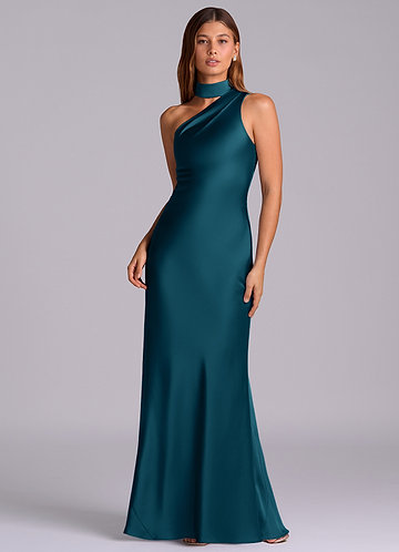 satin and tulle bridesmaid dresses Missacc Watermelon Bridesmaid Trumpet/Mermaid One-Shoulder Sleeveless Satin/Tulle Bridesmaid Dresses