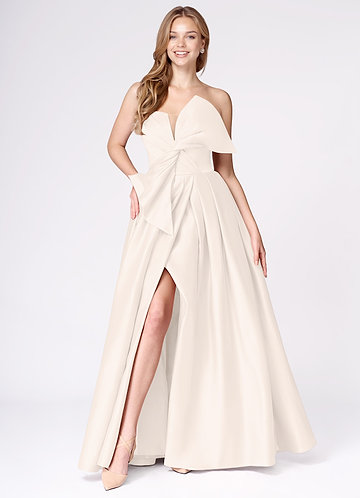 Miebow Cream Strapless Illusion V-Neck Gown image1