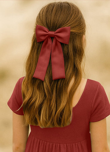 front Girls Satin Bow Hair Clip Set