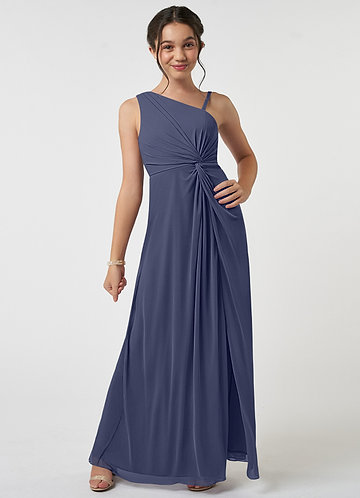 Azazie Brooke Junior Stormy A-Line Pleated Mesh Dress image1