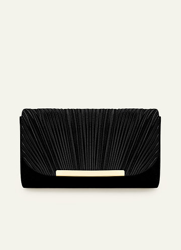 front Satin Pleated Envelope Clutch