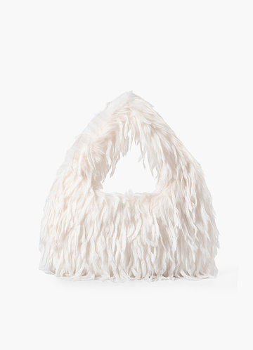 front Faux Feather Handbag