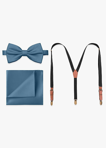front Matching Bow Tie & Pocket Square & Suspenders Set