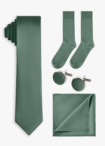 front Matching color 4-Piece Stretch Satin Skinny Tie Set