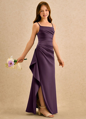 navy blue birthday dress Cutout Ruffle Maxi Dress in Plum | Sheer Tiered Alondra Gown with Thigh  Slit | Y2K Formal Evening Party Dress for Women main image 0