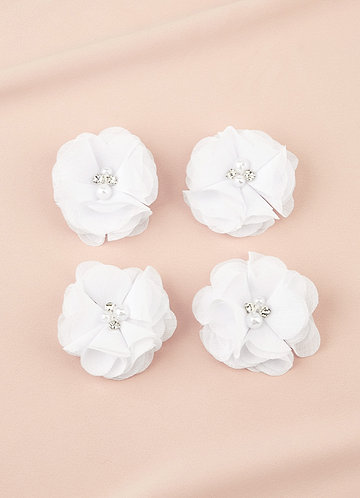 front Four-Piece White Flower Girl Hair Clip Set