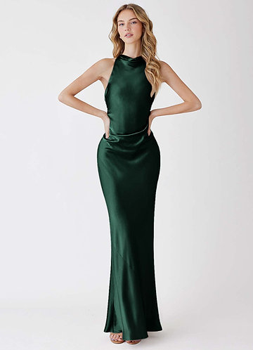 Soleil Forest Green 100% Washable Silk Maxi Dress image1