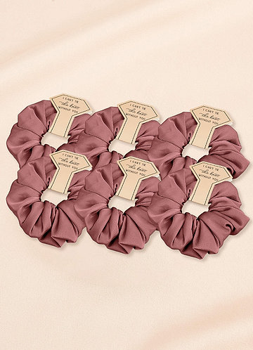front Matching Color Six-Piece Bridesmaid Stretch Satin Over Size Scrunchie Set
