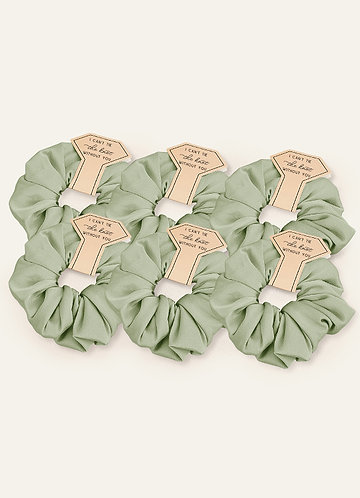front Matching Color Six-Piece Bridesmaid Stretch Satin Over Size Scrunchie Set