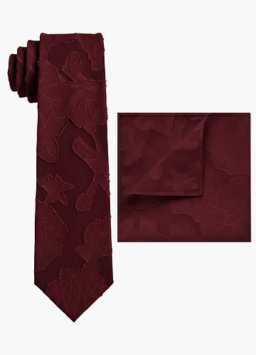 front Floral Burnout Wide Tie and Pocket Square Set