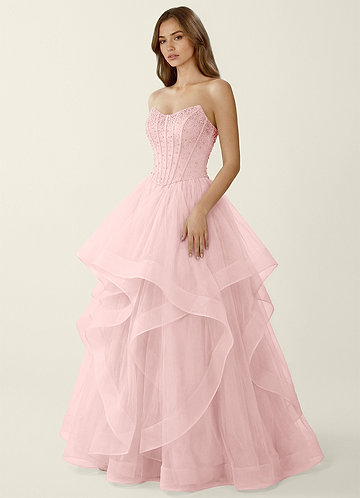 Cressida Light Pink Two-piece Corset Lace Up Back A-line Prom Dress image1