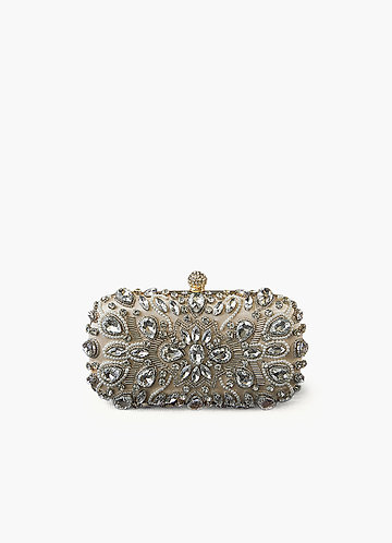 front Abrikoos kristal verfraaid sierlijke clutch tas