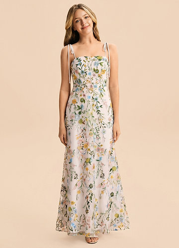 slim fit dress slacks Teen Girl Semi-Formal Dress with Blue flowers main image 0