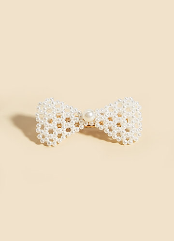 front Pearl Bow Barrette