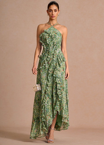 Hatsu Green Floral Maxi Dress image1